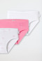 Hüftslips 3er-Pack Feinripp weiß/pink mit Hündchen