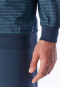 Schlafanzug lang Bündchen Brusttasche deep blue gemustert - Comfort Essentials