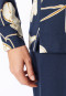 Long Pyjamas with Cuffs, Floral Print, Deep Sea Blue - Comfort Nightwear