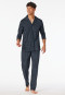 Pyjama lang Knopfleiste graphit - Fine Interlock