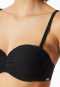 Bandeau bikini top with cup jersey recycled stripes black - aqua