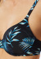 Bikini top met schelp jersey gerecycled palmbomen multicolour - Aqua