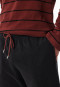 Schlafanzug lang Frottee V-Ausschnitt Ringel burgund - Casual Nightwear