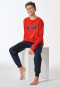 Schlafanzug lang Sweatware Bündchen rot - Teens Nightwear