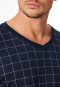 Nachthemd lange mouwen interlock donkerblauw geruit - Fine Interlock