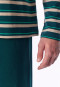 Schlafanzug lang Ringel tiefseegrün - Casual Nightwear