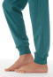 Schlafanzug lang Interlock Bündchen Ringel tiefseegrün - Nightwear