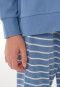 Schlafanzug lang Interlock Bündchen Ringel blaugrau - Nightwear