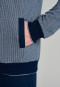 Hausanzug lang Sweatware Bündchen Ringel grau-meliert - Warming Nightwear