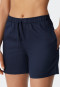 Pajamas short cotton woven satin button placket piping dark blue - selected! premium inspiration