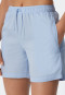 Pajamas short cotton woven satin button placket piping light blue - selected! premium inspiration