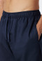 Pyjama long satin tissé patte de boutonnage passepoils bleu foncé - Cotton Satin
