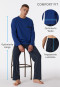 Pigiama corto in cotone biologico a righe, blu marino - Comfort Nightwear