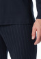 Schlafanzug lang Streifen nachtblau - Fine Interlock