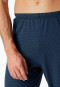 Schlafanzug lang V-Ausschnitt Brusttasche jeansblau gemustert - Comfort Essentials