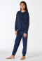 Pigiama lungo in velluto Mille Fleur blu scuro - Teens Nightwear