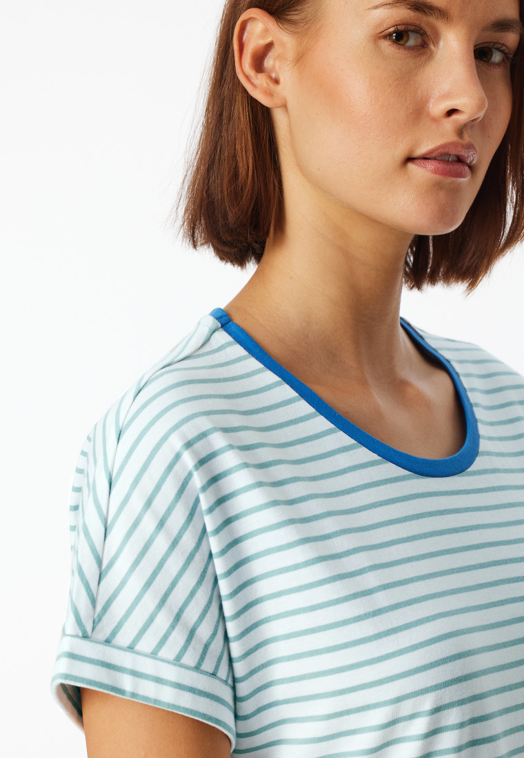 Sleepshirt kurzarm Streifen jade - Casual Essentials
