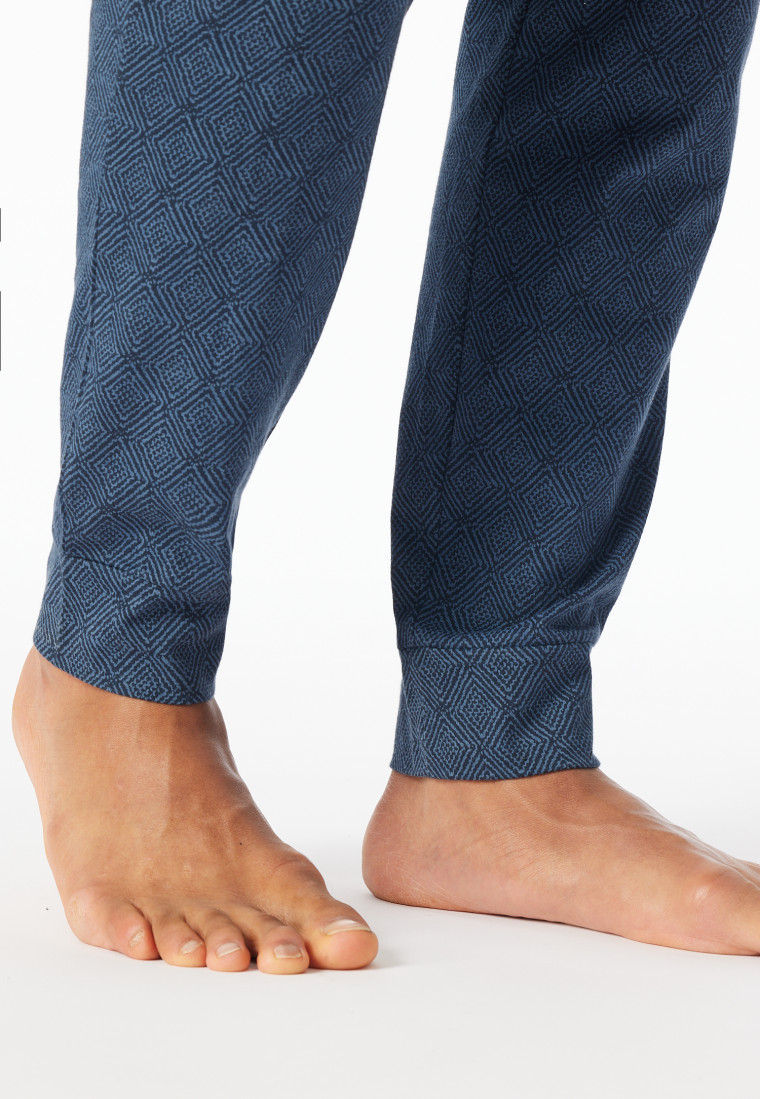 Hose lang Jersey Bündchen atlantikblau gemustert - Mix+Relax