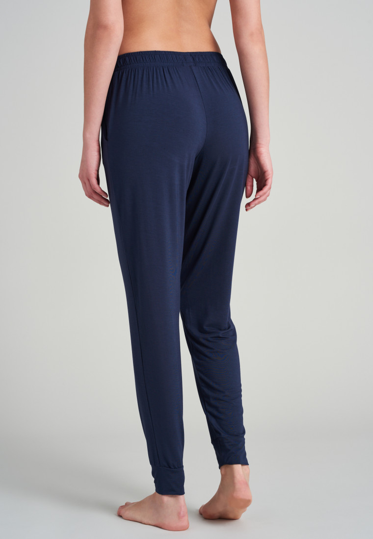 Loungebroek lang modal boordjes blauw - Mix+Relax