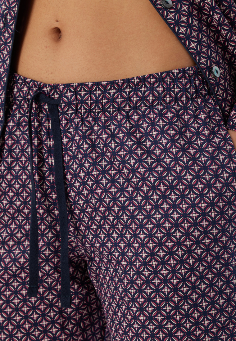 Pyjama long col revers imprimé graphique violet - selected! premium inspiration