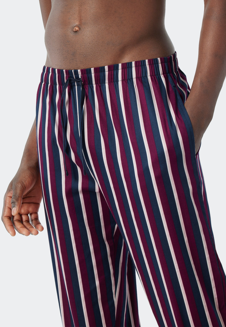 Pyjama long satin tissé patte de boutonnage rayé multicolore - selected! premium inspiration