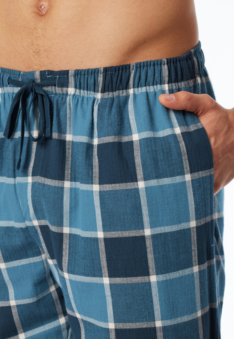 Pyjama geweven jeansblauw geruit - selected! Premium Warming