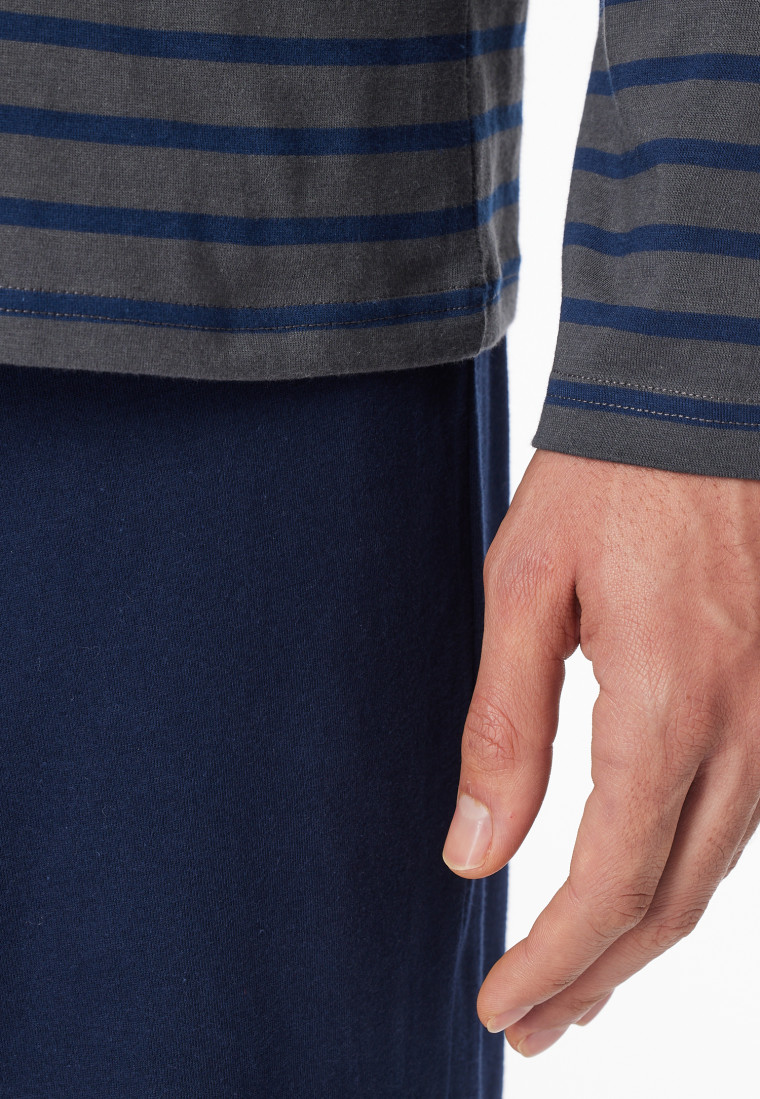 Schlafanzug lang Streifen anthrazit - Casual Essentials