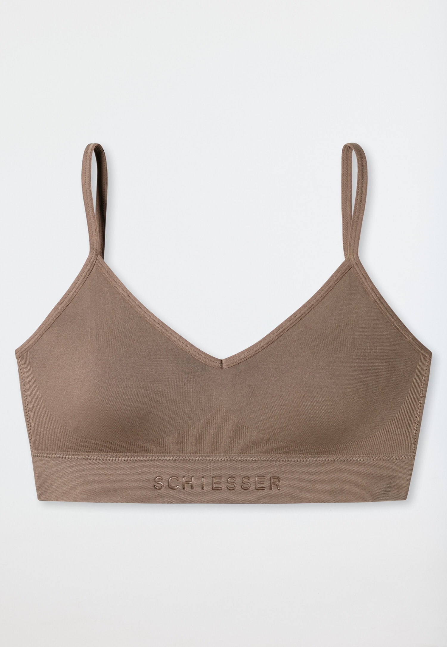 Bustier mit Cups VAusschnitt matt braun Seamless light SCHIESSER