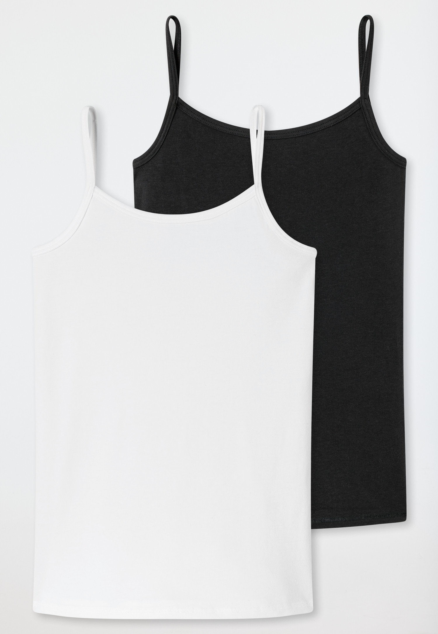 Cream-white Fine Rib Spaghetti Top - Naturschönheit