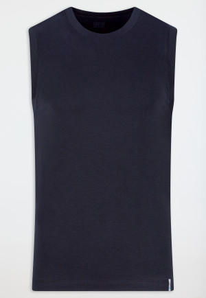 Canotta dal taglio alla moda, nero bluasto - Long Life Soft