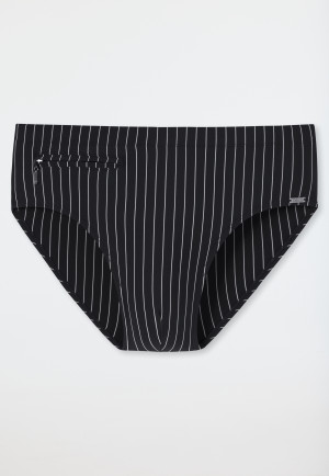 Swimming trunks with zippered pocket, knitwear, black stripes - Nautical Casual