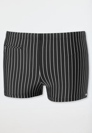 Badehose mit Reißverschlusstasche Wirkware  Streifen schwarz - Nautical Casual