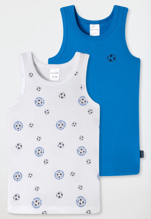 Maillots de corps, lot de 2, côtelés, motif football, bleu/blanc - Multipacks de maillots de corps côtelés
