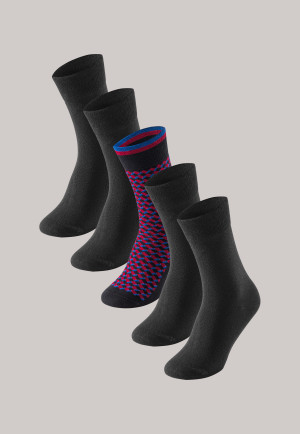 Confezione da 5 paia di calzini da uomo stay fresh di colore nero decorati con diverse fantasie - Bluebird
