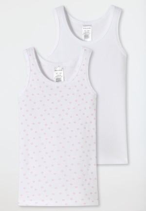 Vests, 2-pack, fine rib, polka dots, white/pink - fine rib multipacks