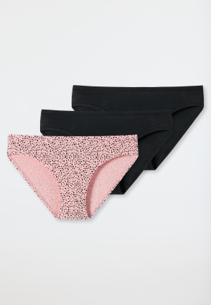 Slips, set van 3, zwart/zwarte stippen op powder pink - 95/5