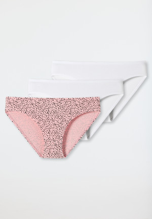 Slips, set van 3, wit met zwarte stippen op powder pink - 95/5