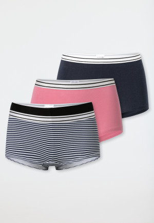 Shorts, set van 3 donkerblauw/roze/gestreept - 95/5