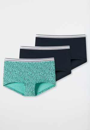 Shorts, set van 3 stippen mint/effen donkerblauw - 95/5