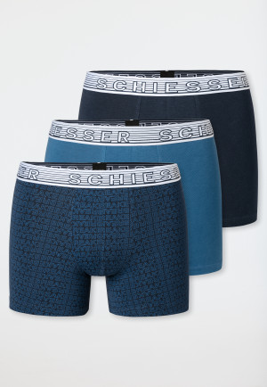 Lot de 3 shorts : bleu jeans / bleu nuit / bleu imprimé - 95/5