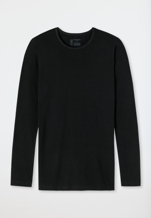 Long-Sleeve Round-Neck Shirt, Black - 95/5