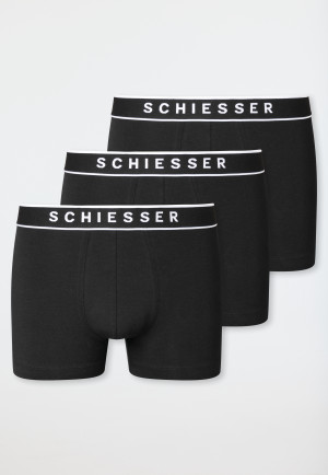 Shorts, set van 3, met geweven elastische tailleband, zwart - 95/5