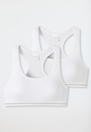 Bustiers, set van 2, dubbelrib, wit - Long Life Rib