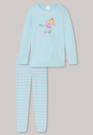 Pyjama long bords-côtes en coton bio patin à glace turquoise - Princesse Lillifee
