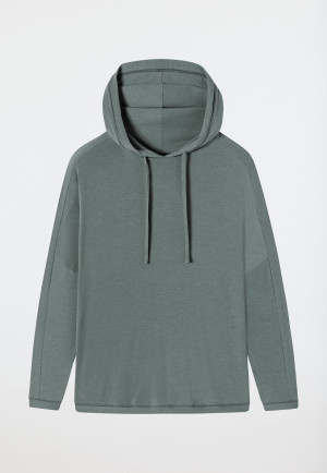 Felpa con cappuccio a maniche lunghe oversize in viscosa, giada - Mix+Relax