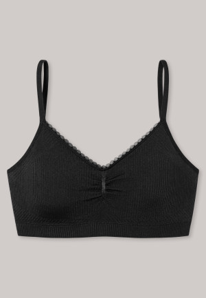 Bustier uitneembare cups kant zwart - Seamless Recycled Rib