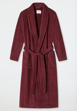 Accappatoio in spugna lungo 125 cm di colore bordeaux - Essentials