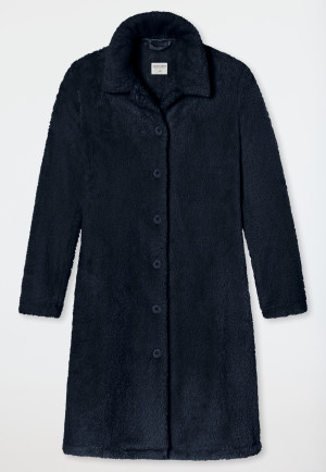 Bathrobe teddy fleece dark blue - Essentials