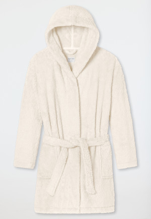 Morgenmantel Teddy-Fleece Comfort-Fit off-white - Essentials