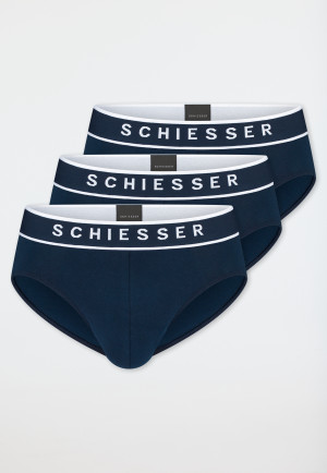 Slip rio, confezione da 3 pezzi, elastico in vita in tessuto tramato blu scuro - 95/5